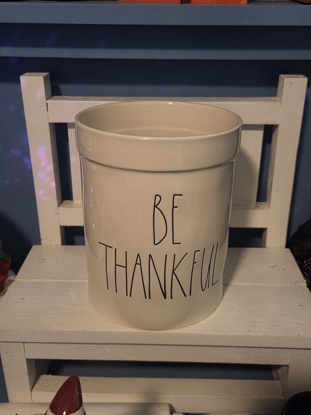 Be Thankful Ceramic Crock Canister - Cream White